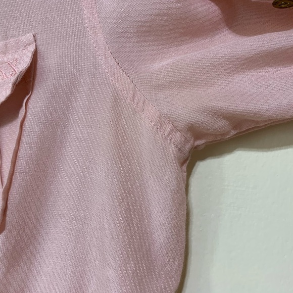 Armani Exchange Baby Pink Semi Sheer Button Down Shirt Blouse Size XS - Picture 6 of 14
